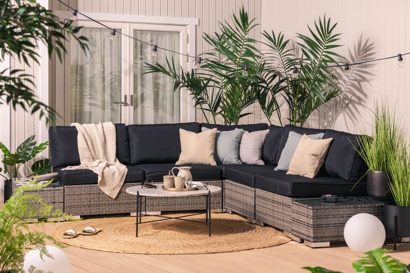 BAHAMAS Loungegrupp Utomhus Medium + 2 Sidobord Grå - Utemöbler - Loungemöbler