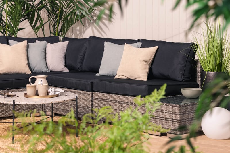 BAHAMAS Loungegrupp Utomhus Medium + 2 Sidobord Grå - Utemöbler - Loungemöbler