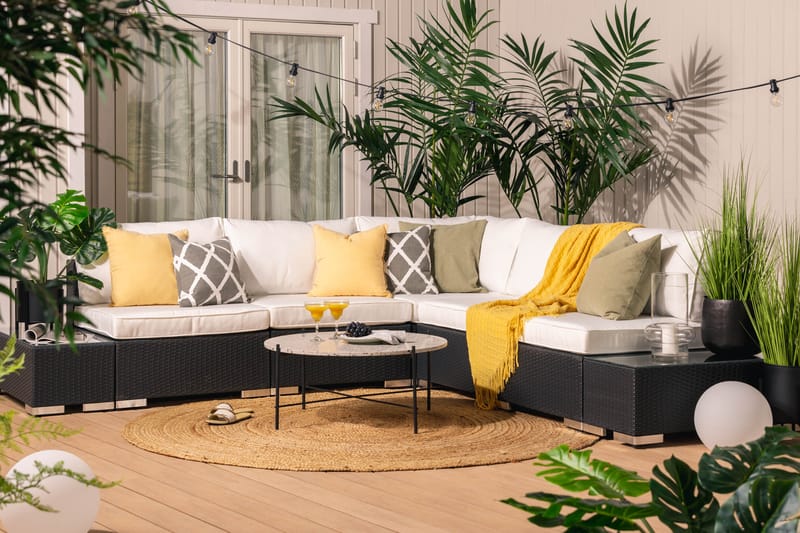 BAHAMAS Loungegrupp Utomhus Medium + 2 Sidobord Svart - Utemöbler - Loungemöbler