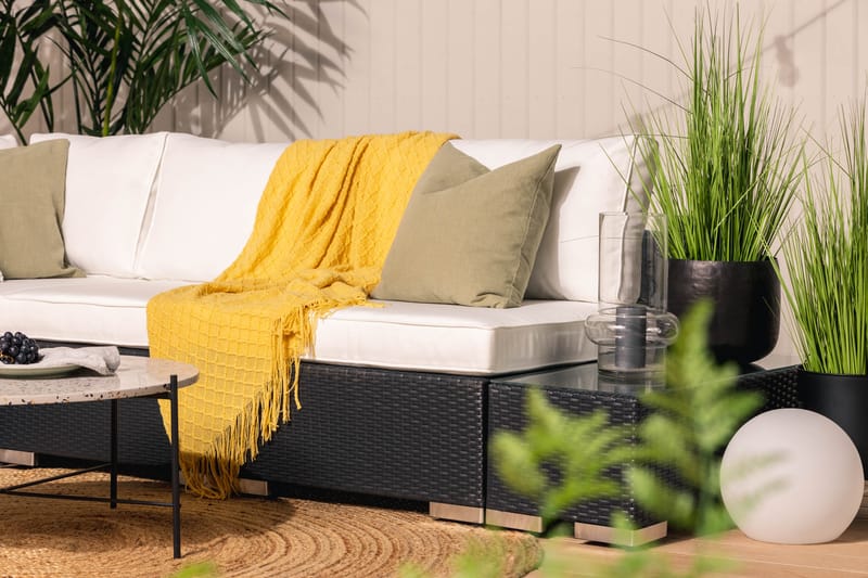 BAHAMAS Loungegrupp Utomhus Medium + 2 Sidobord Svart - Utemöbler - Loungemöbler