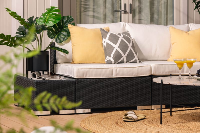 BAHAMAS Loungegrupp Utomhus Medium + 2 Sidobord Svart - Utemöbler - Loungemöbler