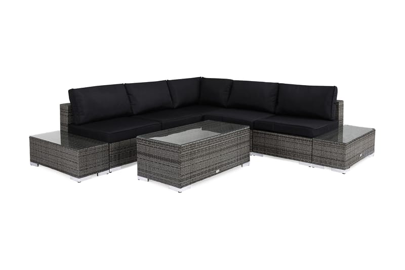BAHAMAS Loungegrupp Utomhus Medium + Bord + 2 Sidobord Grå - Utemöbler - Loungemöbler