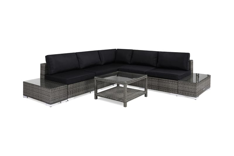 BAHAMAS Loungegrupp Utomhus Medium + Bord 75 + 2 Sidobord Grå - Utemöbler - Loungemöbler