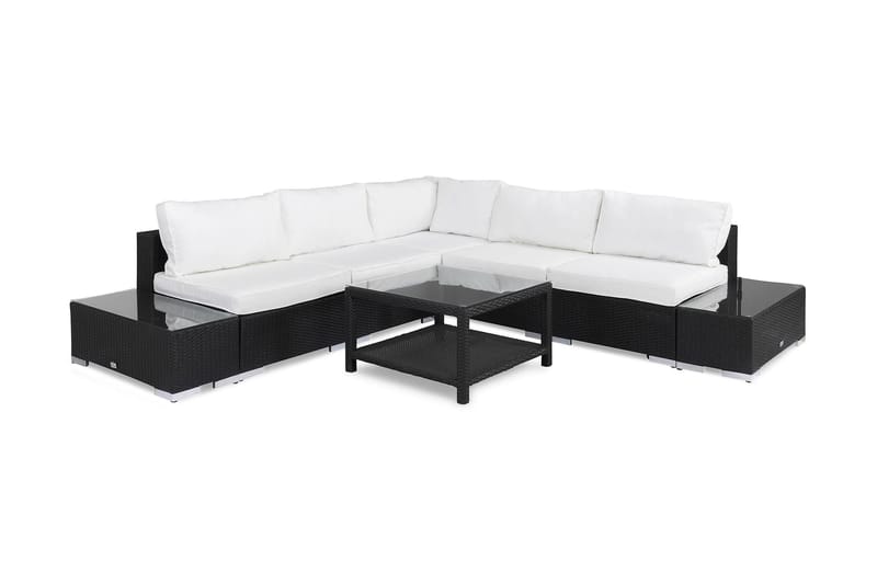 BAHAMAS Loungegrupp Utomhus Medium + Bord 75 + 2 Sidobord Svart - Utemöbler - Loungemöbler