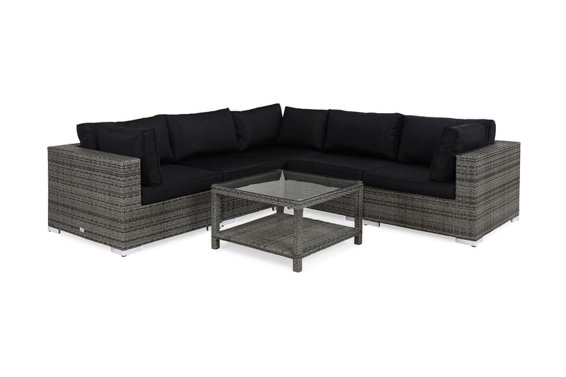 BAHAMAS Loungegrupp Utomhus Medium + Bord 75 Grå - Utemöbler - Loungemöbler