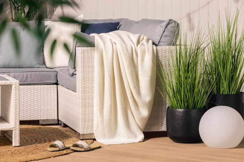 BAHAMAS Loungegrupp Utomhus Medium + Bord Hylla Vit - Utemöbler - Loungemöbler