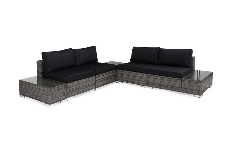 BAHAMAS Loungegrupp Utomhus Medium + Divan + 2 Sidobord Grå - Utemöbler - Loungemöbler