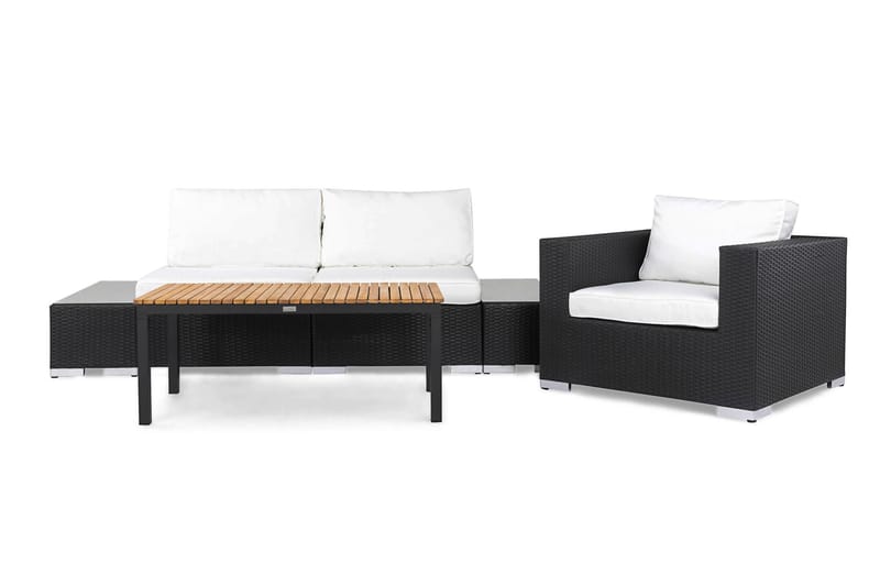BAHAMAS Loungegrupp Utomhus Small + 2 Sidobord Svart - Utemöbler - Loungemöbler