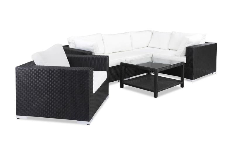 BAHAMAS Loungegrupp Utomhus Small + Bord 75 + Fåtölj Svart - Utemöbler - Loungemöbler