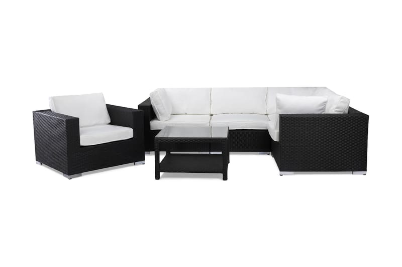 BAHAMAS Loungegrupp Utomhus Small + Bord 75 + Fåtölj Svart - Utemöbler - Loungemöbler