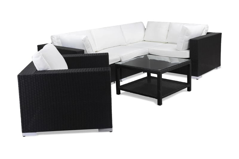 BAHAMAS Loungegrupp Utomhus Small + Bord 75 + Fåtölj Svart - Utemöbler - Loungemöbler