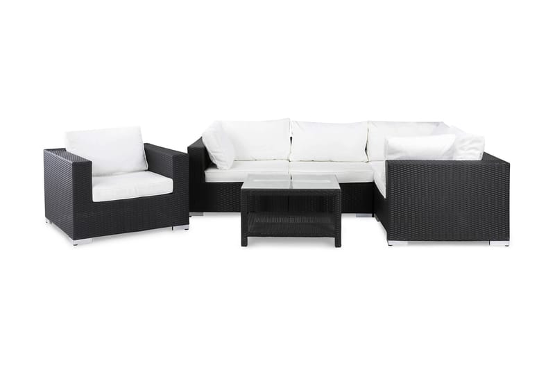 BAHAMAS Loungegrupp Utomhus Small + Bord 75 + Fåtölj Svart - Utemöbler - Loungemöbler