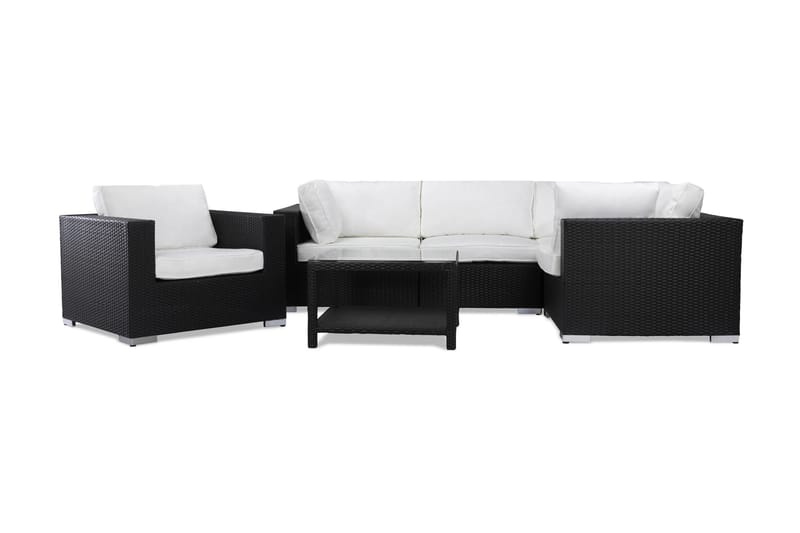 BAHAMAS Loungegrupp Utomhus Small + Bord 75 + Fåtölj Svart - Utemöbler - Loungemöbler