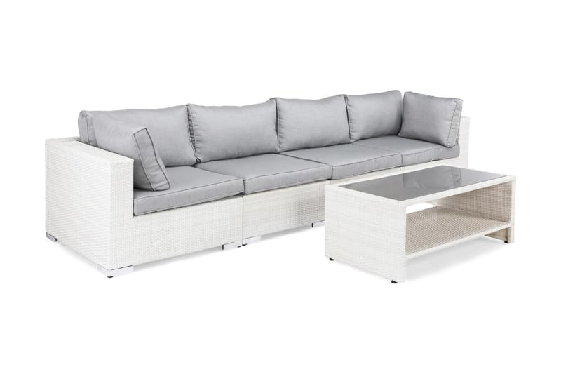 BAHAMAS Loungegrupp Utomhus Small + Bord Hylla Vit - Utemöbler - Loungemöbler