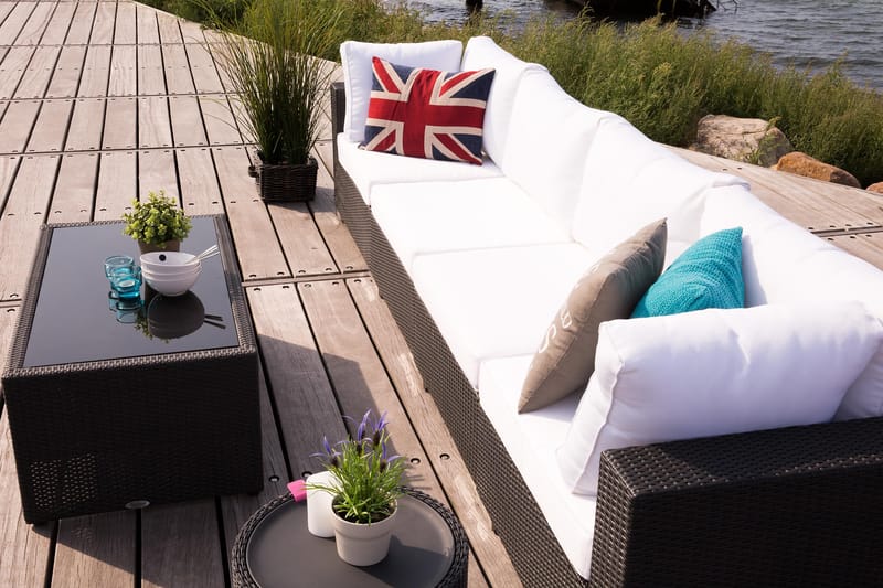 BAHAMAS Loungegrupp Utomhus Small + Bord Svart - Utemöbler - Loungemöbler