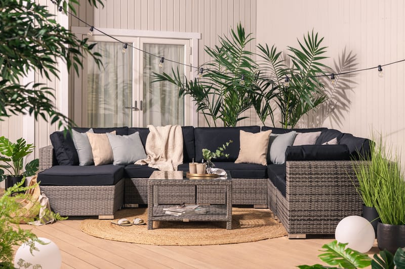 BAHAMAS Loungegrupp Utomhus XL + Bord 75 + Divan Grå - Utemöbler - Loungemöbler