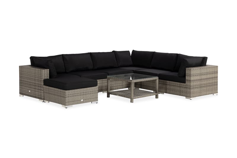 BAHAMAS Loungegrupp Utomhus XL + Bord 75 + Divan Grå - Utemöbler - Loungemöbler