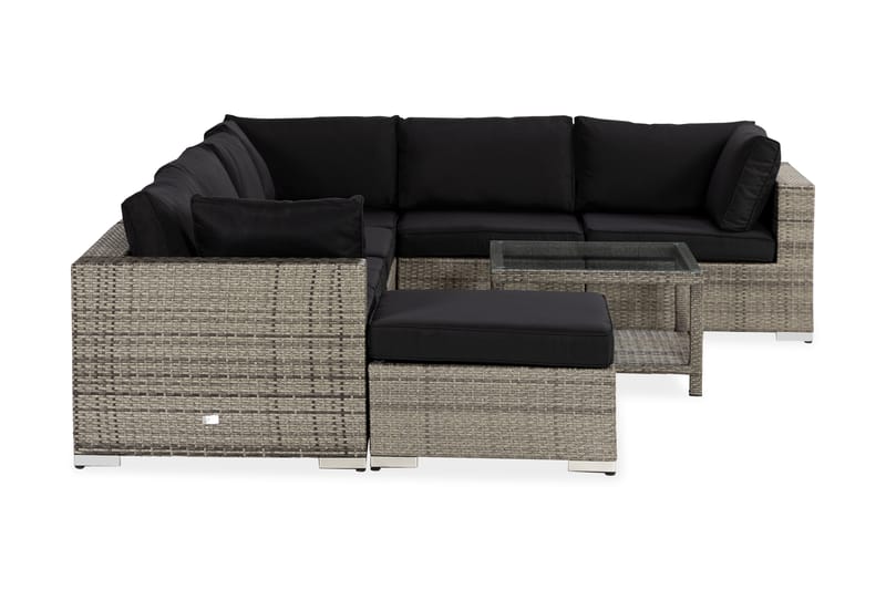BAHAMAS Loungegrupp Utomhus XL + Bord 75 + Divan Grå - Utemöbler - Loungemöbler