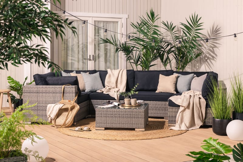 BAHAMAS Loungegrupp Utomhus XL + Divan Grå - Utemöbler - Loungemöbler