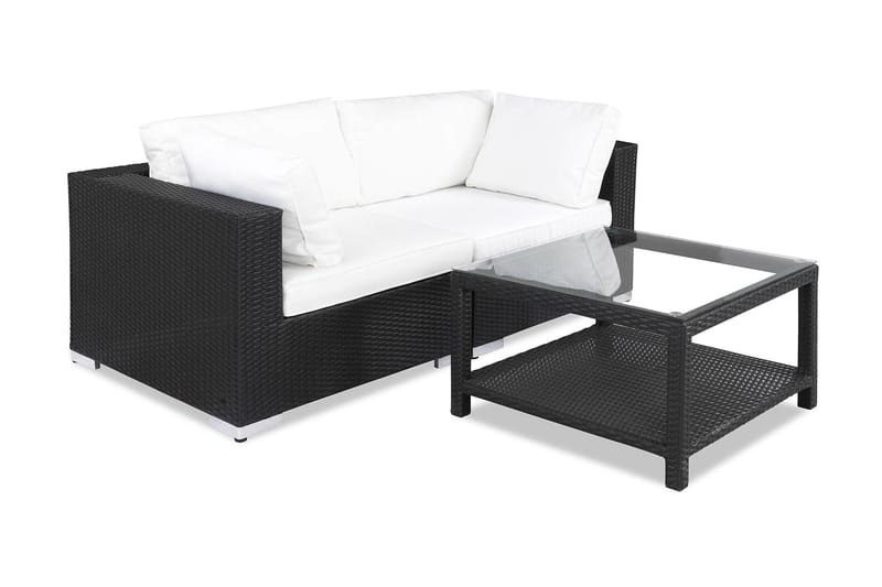 BAHAMAS Loungesoffa Utomhus Utomhus 2-sits + Bord 75 Svart - Utemöbler - Loungemöbler