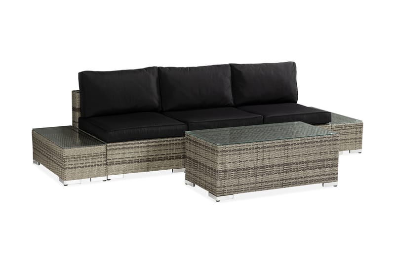 BAHAMAS Loungesoffa Utomhus Utomhus 3-sits + Bord 113 + 2 Sidobord Grå - Utemöbler - Loungemöbler