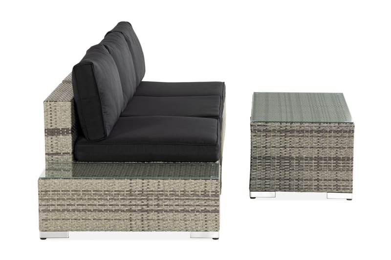 BAHAMAS Loungesoffa Utomhus Utomhus 3-sits + Bord 113 + 2 Sidobord Grå - Utemöbler - Loungemöbler