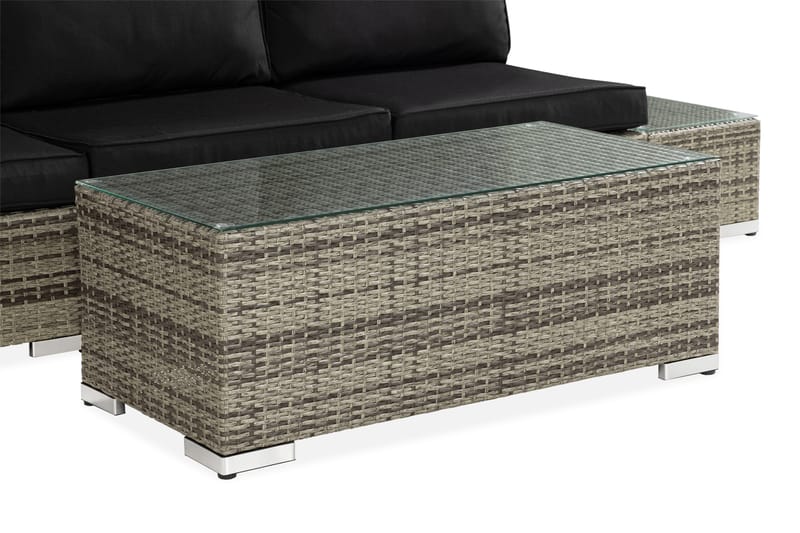 BAHAMAS Loungesoffa Utomhus Utomhus 3-sits + Bord 113 + 2 Sidobord Grå - Utemöbler - Loungemöbler