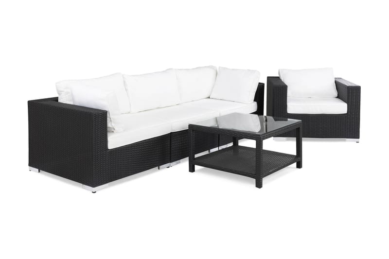 BAHAMAS Loungesoffa Utomhus Utomhus 3-sits + Bord 75 + Fåtölj Svart - Utemöbler - Loungemöbler