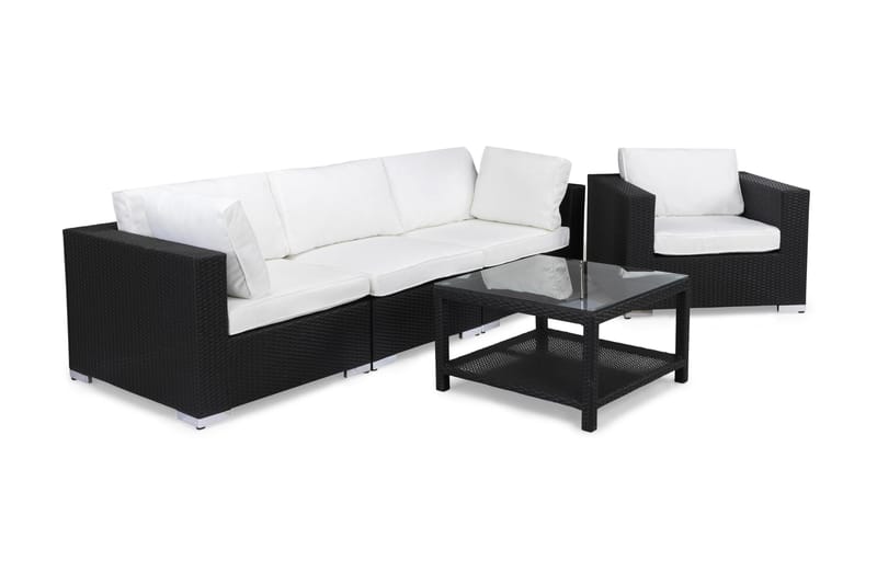 BAHAMAS Loungesoffa Utomhus Utomhus 3-sits + Bord 75 + Fåtölj Svart - Utemöbler - Loungemöbler