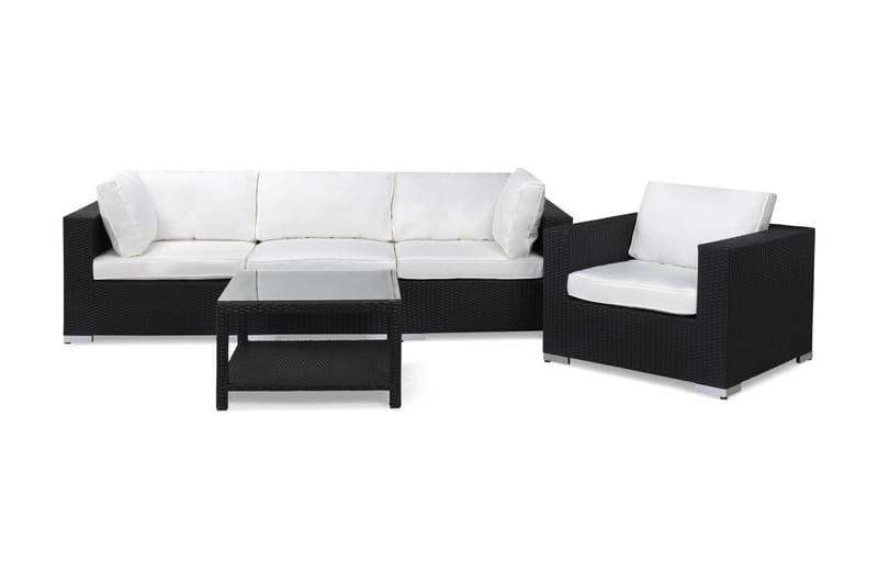 BAHAMAS Loungesoffa Utomhus Utomhus 3-sits + Bord 75 + Fåtölj Svart - Utemöbler - Loungemöbler