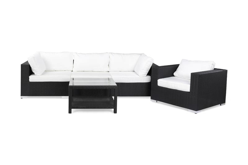 BAHAMAS Loungesoffa Utomhus Utomhus 3-sits + Bord 75 + Fåtölj Svart - Utemöbler - Loungemöbler
