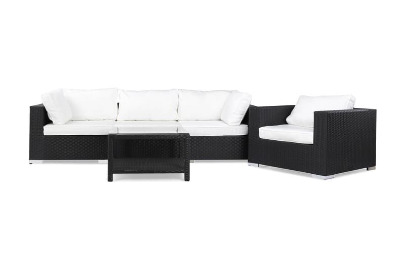 BAHAMAS Loungesoffa Utomhus Utomhus 3-sits + Bord 75 + Fåtölj Svart - Utemöbler - Loungemöbler