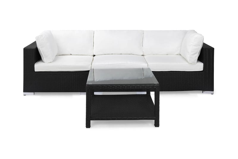 BAHAMAS Loungesoffa Utomhus Utomhus 3-sits + Bord 75 Svart - Utemöbler - Loungemöbler