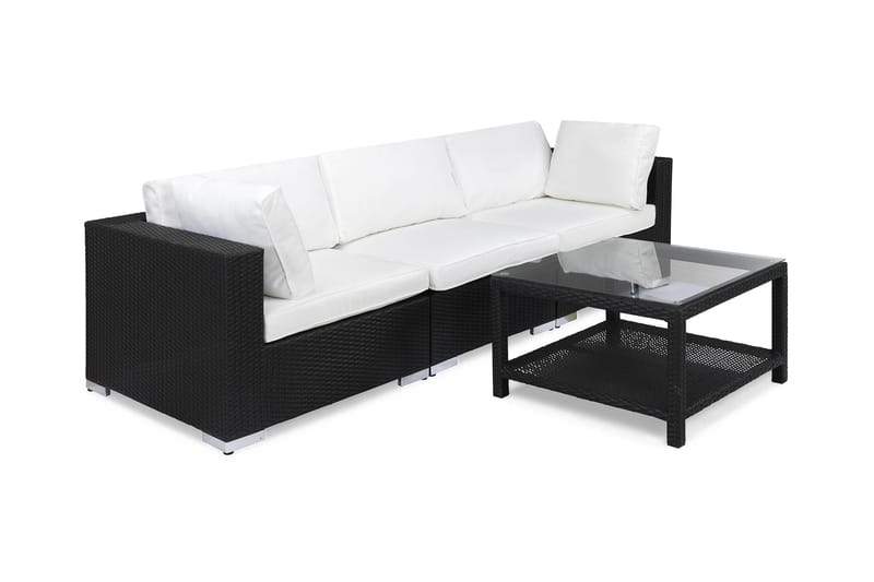BAHAMAS Loungesoffa Utomhus Utomhus 3-sits + Bord 75 Svart - Utemöbler - Loungemöbler