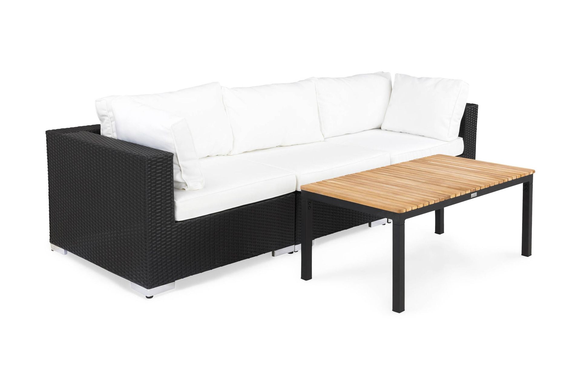 BAHAMAS Loungesoffa Utomhus Utomhus 3-sits + Bord Svart/Teak Svart - Utemöbler - Loungemöbler