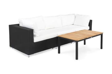 BAHAMAS Loungesoffa Utomhus Utomhus 3-sits + Bord Svart/Teak Svart - Utemöbler - Loungemöbler