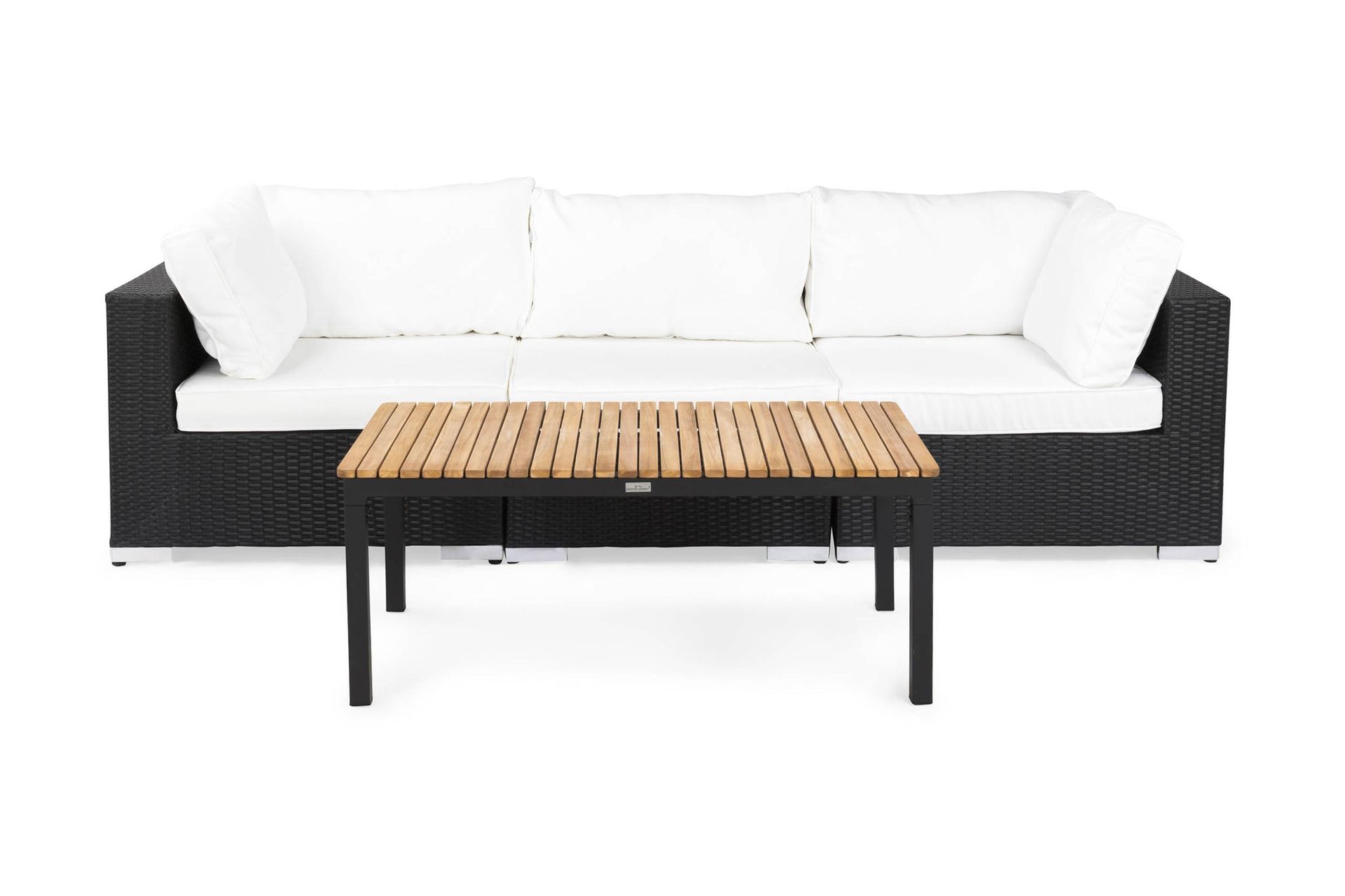 BAHAMAS Loungesoffa Utomhus Utomhus 3-sits + Bord Svart/Teak Svart - Utemöbler - Loungemöbler