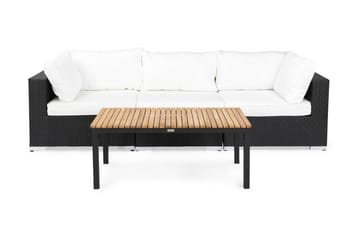 BAHAMAS Loungesoffa Utomhus Utomhus 3-sits + Bord Svart/Teak Svart - Utemöbler - Loungemöbler