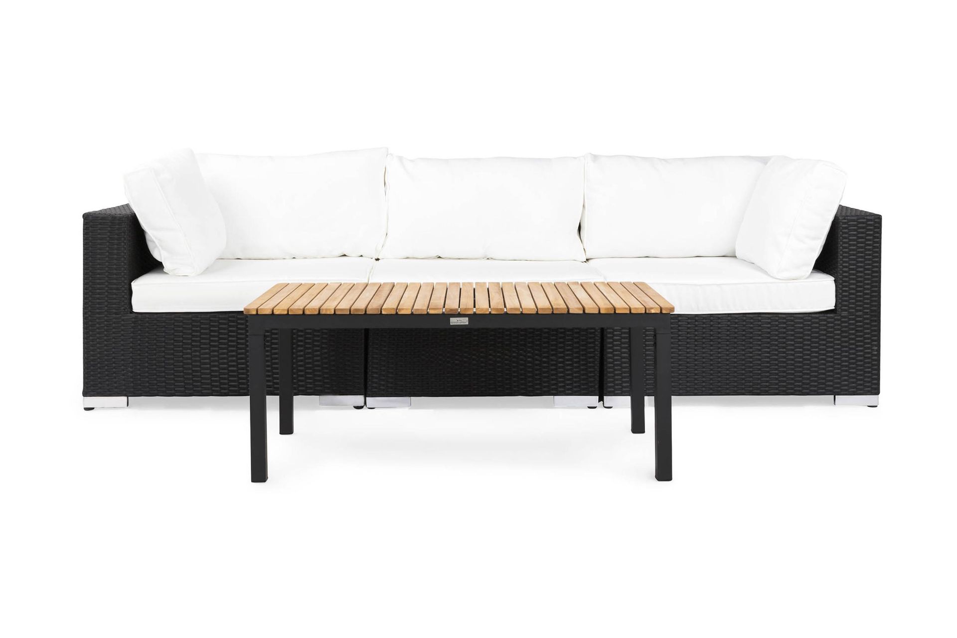 BAHAMAS Loungesoffa Utomhus Utomhus 3-sits + Bord Svart/Teak Svart - Utemöbler - Loungemöbler