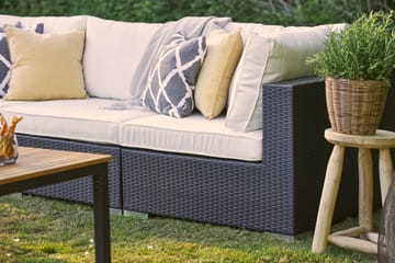 BAHAMAS Loungesoffa Utomhus Utomhus 3-sits + Bord Svart/Teak Svart - Utemöbler - Loungemöbler