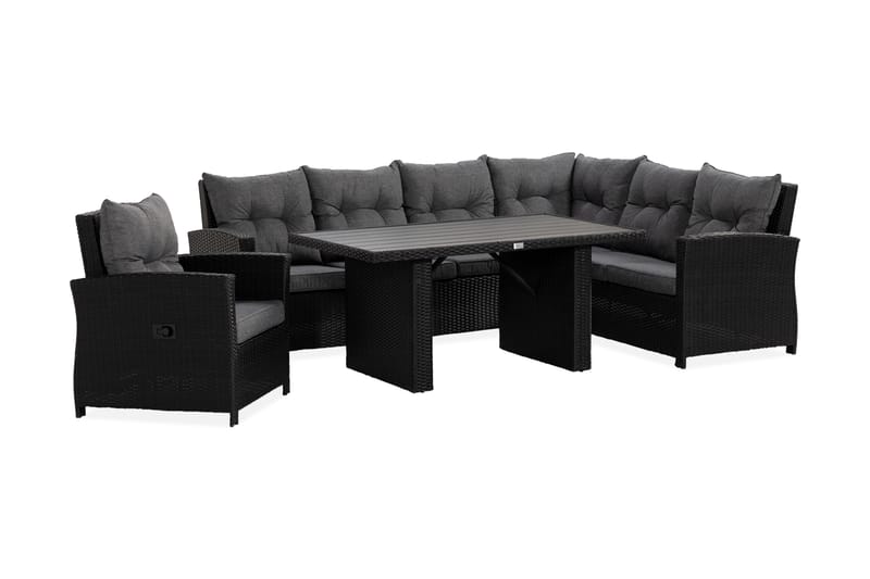 James Loungegrupp Utomhus Höger + Reclinerfåtölj - Svart/Aintwood - Utemöbler - Loungemöbler