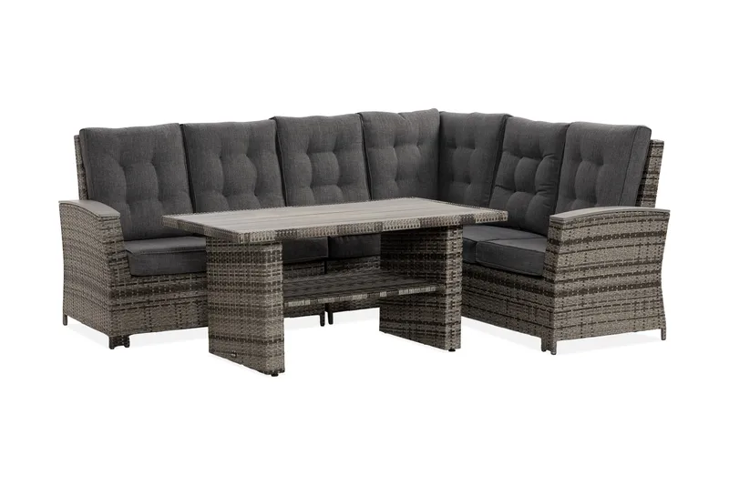 James Lyx Loungegrupp Vändbar - Grå / Svarta dynor - Utemöbler - Utegrupp - Loungegrupp