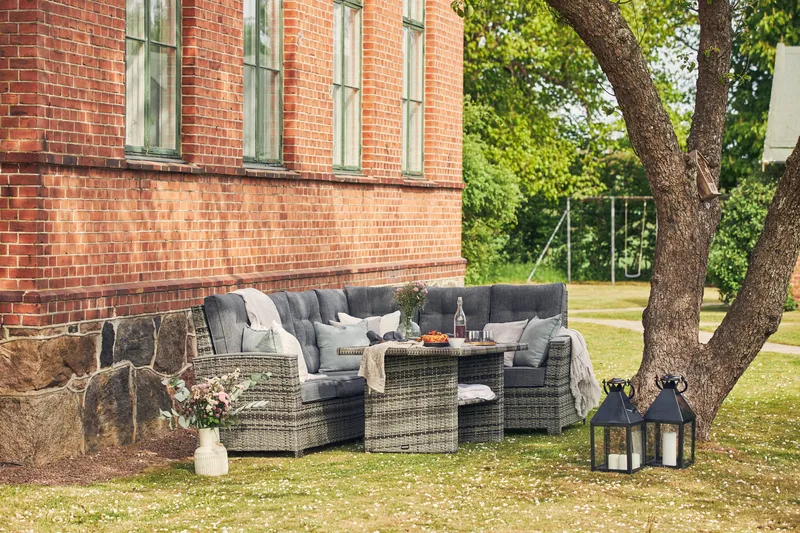 James Lyx Loungegrupp Vändbar - Grå / Svarta dynor - Utemöbler - Utegrupp - Loungegrupp