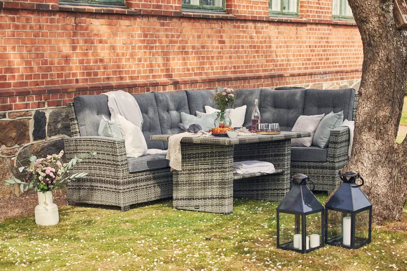 James Lyx Loungegrupp Vändbar - Grå / Svarta dynor - Utemöbler - Utegrupp - Loungegrupp