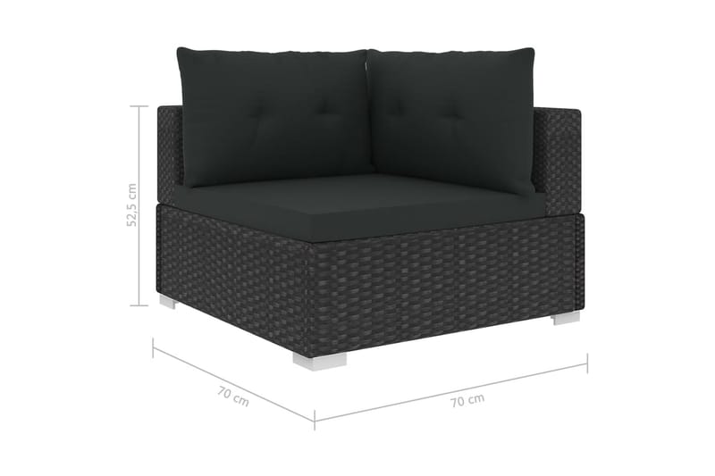 Loungegrupp Utomhus för trädgården m. dynor 10 delar konstrotting sv - Svart - Utemöbler - Loungemöbler