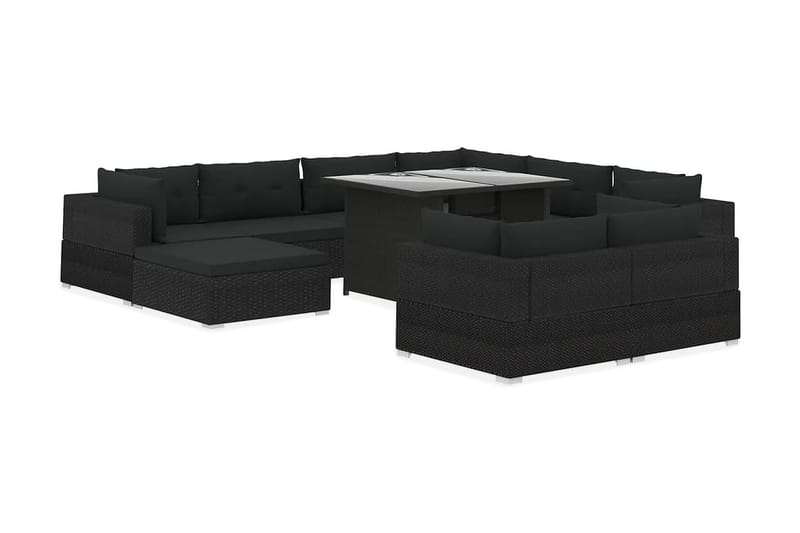 Loungegrupp Utomhus för trädgården m. dynor 10 delar konstrotting sv - Svart - Utemöbler - Loungemöbler