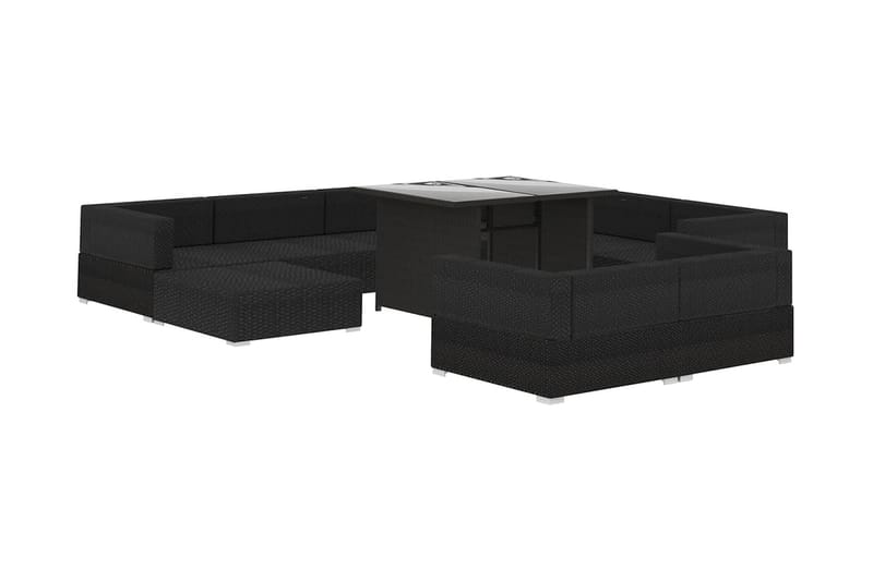 Loungegrupp Utomhus för trädgården m. dynor 10 delar konstrotting sv - Svart - Utemöbler - Loungemöbler