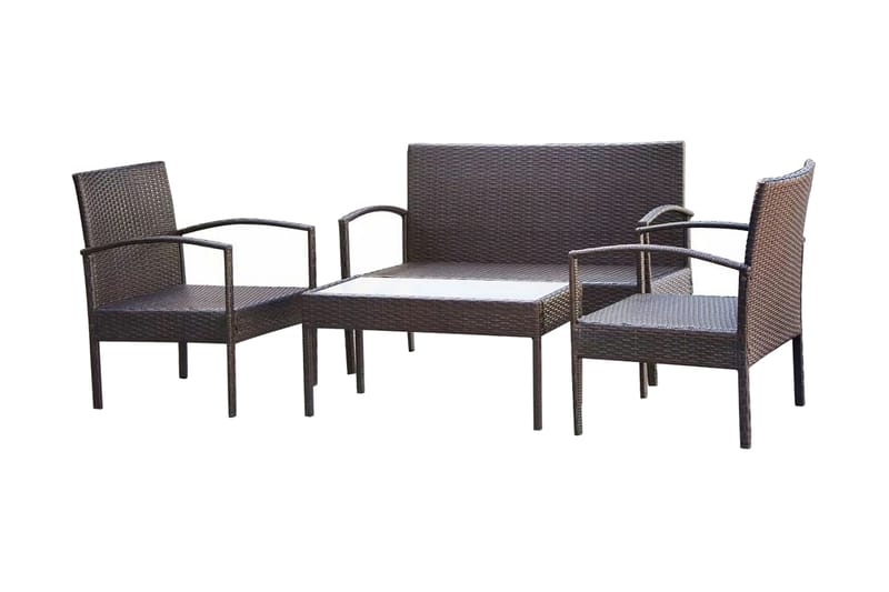 Loungegrupp Utomhus för trädgården med dynor 4 delar konstrotting br - Brun - Utemöbler - Loungemöbler