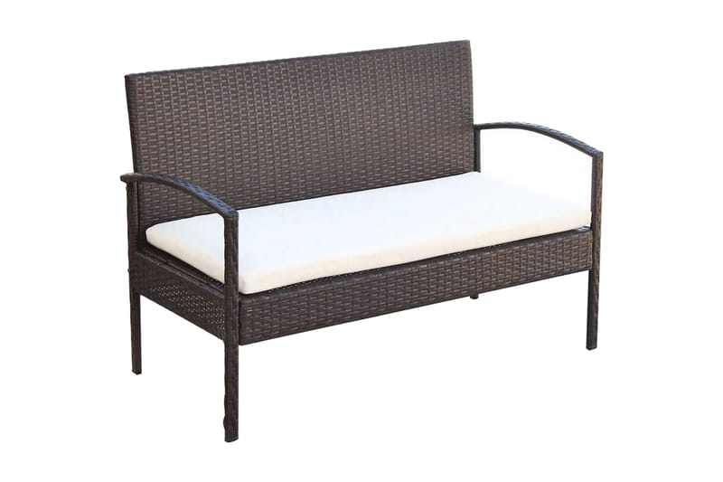 Loungegrupp Utomhus för trädgården med dynor 4 delar konstrotting br - Brun - Utemöbler - Loungemöbler