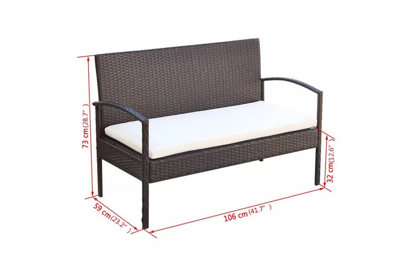Loungegrupp Utomhus för trädgården med dynor 4 delar konstrotting br - Brun - Utemöbler - Loungemöbler